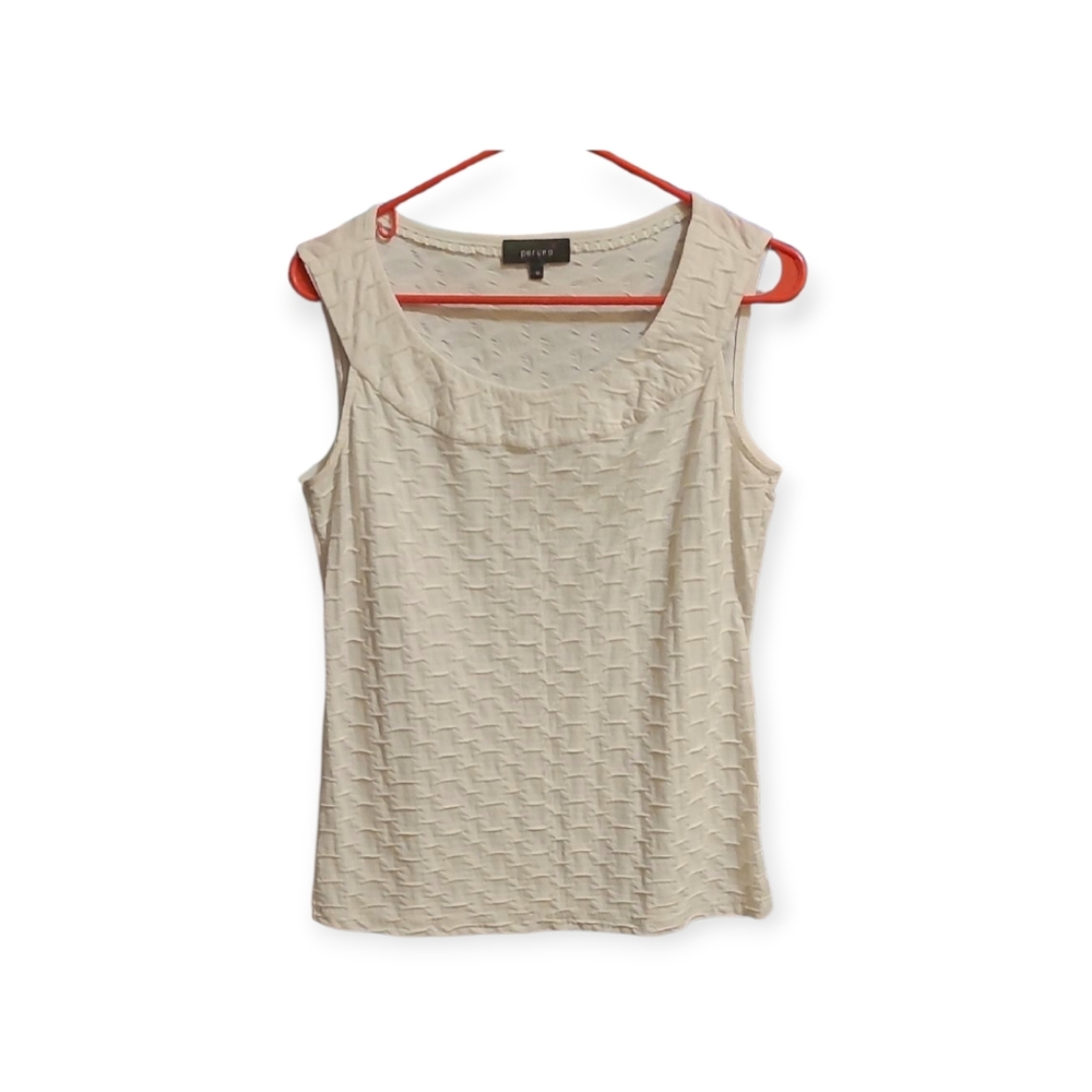 Peruno Ivory Textured Sleeveless Top